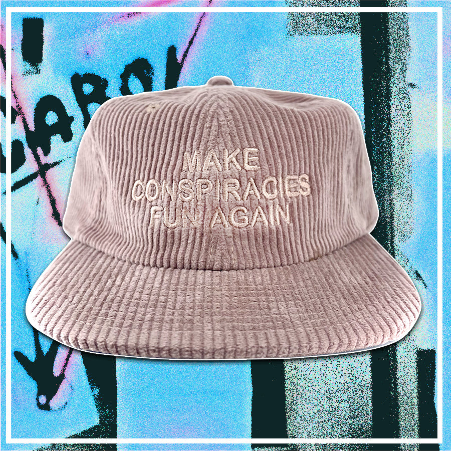 Make Conspiracies Fun Again Cord Hat (chocolate, hazy pink, atlantic)